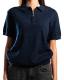 Knitted Quarter Zip Polo T-Shirt