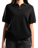 Knitted Quarter Zip Polo T-Shirt