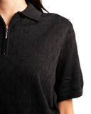 Knitted Quarter Zip Polo T-Shirt