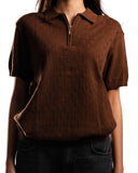 Knitted Quarter Zip Polo T-Shirt