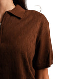 Knitted Quarter Zip Polo T-Shirt