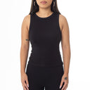 Ribbed Thick Strap Crew Neck Top