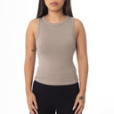 Ribbed Thick Strap Crew Neck Top