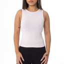 Ribbed Thick Strap Crew Neck Top