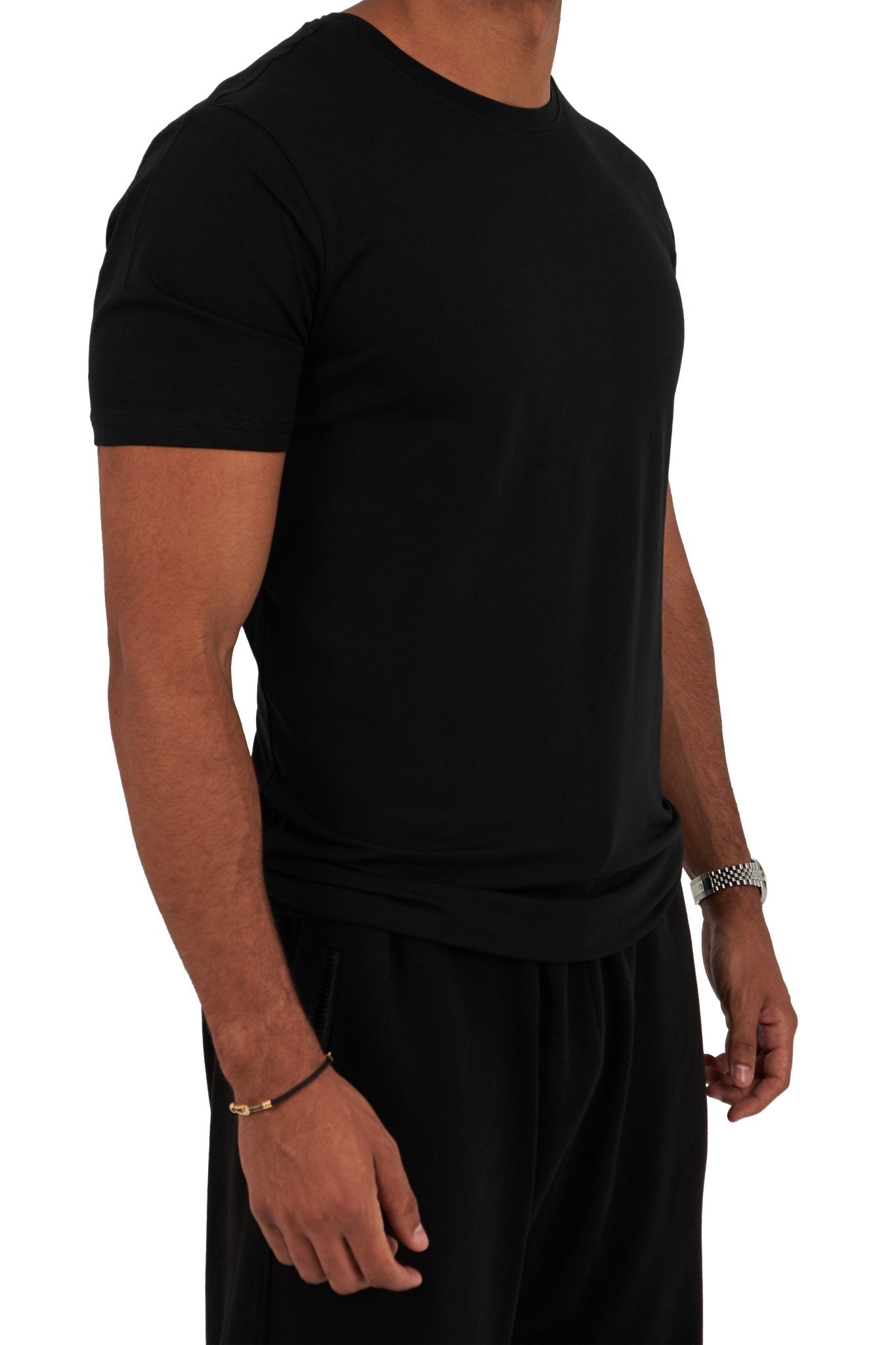 Mens slim fit black t shirt best sale