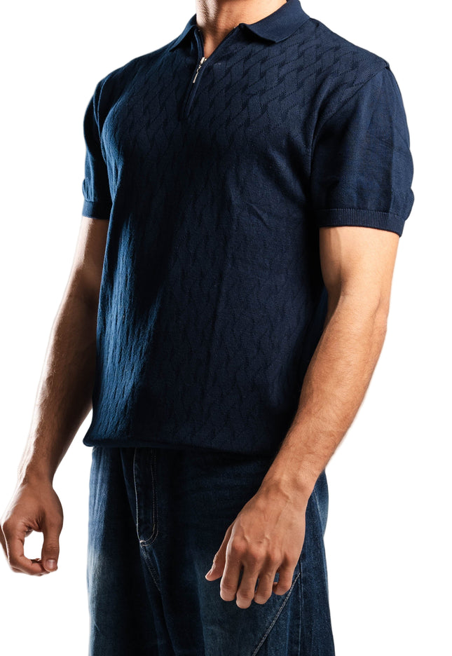 Knitted Quarter Zip Polo T-Shirt