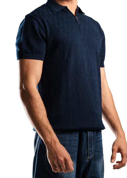 Knitted Quarter Zip Polo T-Shirt