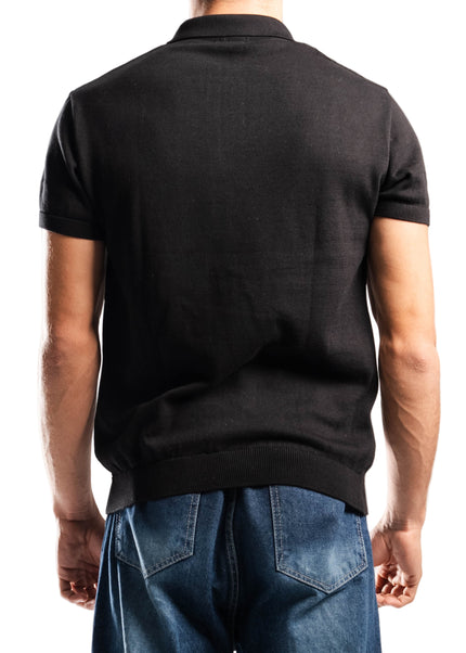 Knitted Quarter Zip Polo T-Shirt