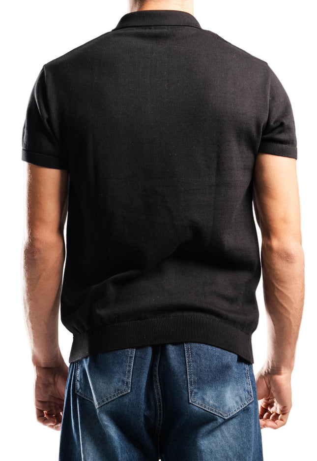 Knitted Quarter Zip Polo T-Shirt