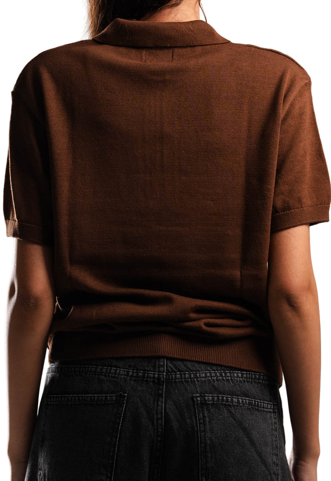 Knitted Quarter Zip Polo T-Shirt