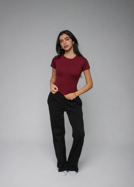 Ribbed Fitted Half Sleeve Top