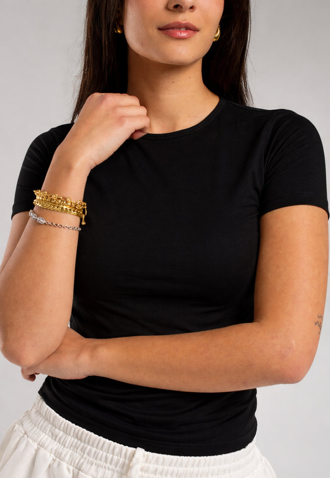 Microfiber Fitted Half Sleeve Top