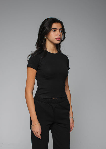 Ribbed Fitted Half Sleeve Top