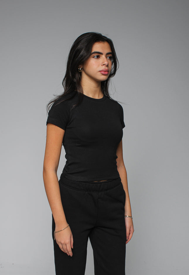 Ribbed Fitted Half Sleeve Top