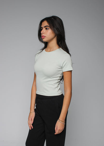 Ribbed Fitted Half Sleeve Top
