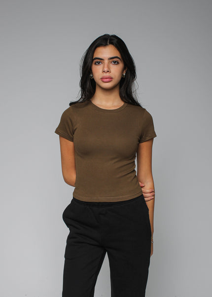 Ribbed Fitted Half Sleeve Top