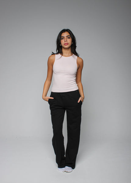 Ribbed Thick Strap Crew Neck Top