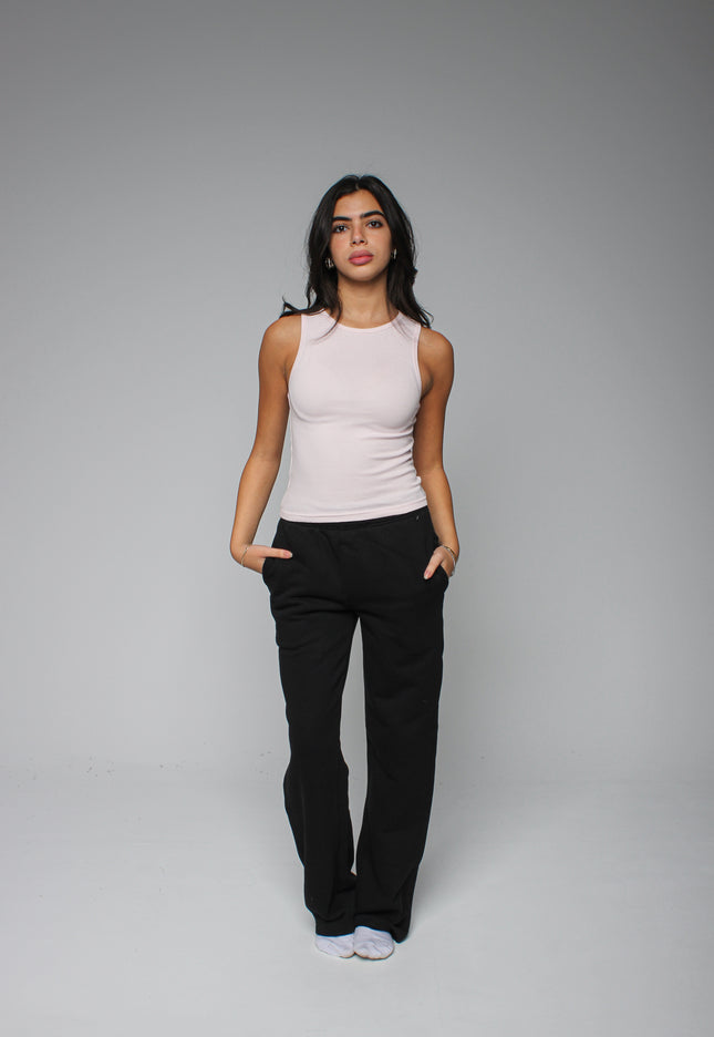 Ribbed Thick Strap Crew Neck Top