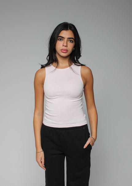 Ribbed Thick Strap Crew Neck Top