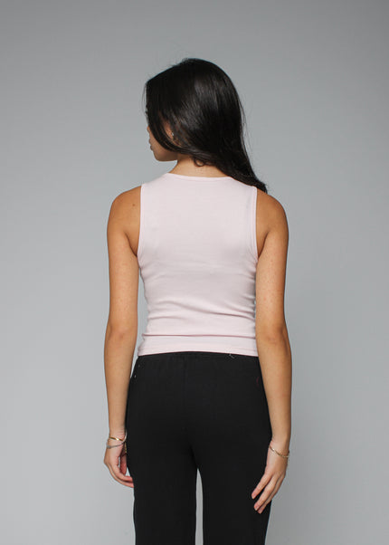 Ribbed Thick Strap Crew Neck Top