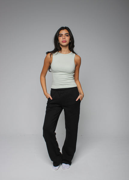 Ribbed Thick Strap Crew Neck Top