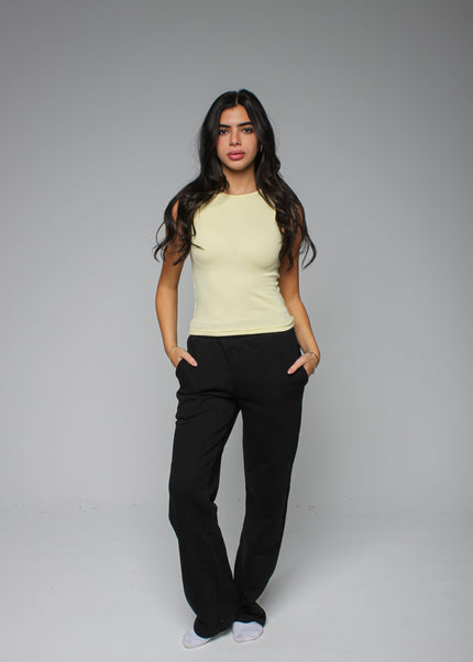 Ribbed Thick Strap Crew Neck Top