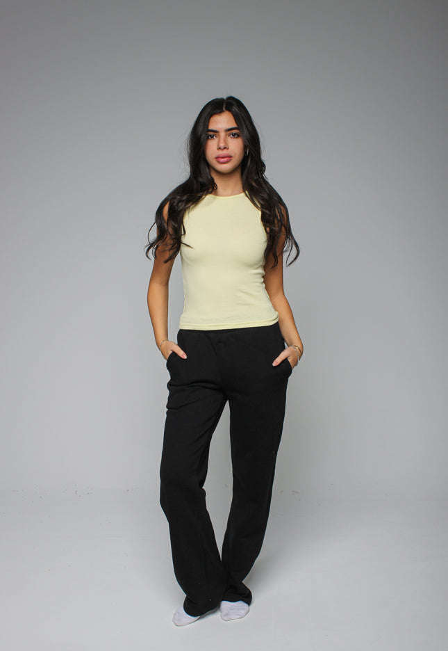 Ribbed Thick Strap Crew Neck Top