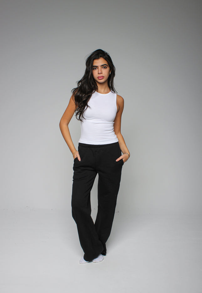 Ribbed Thick Strap Crew Neck Top