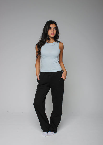 Ribbed Thick Strap Crew Neck Top