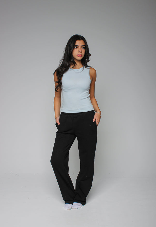 Ribbed Thick Strap Crew Neck Top