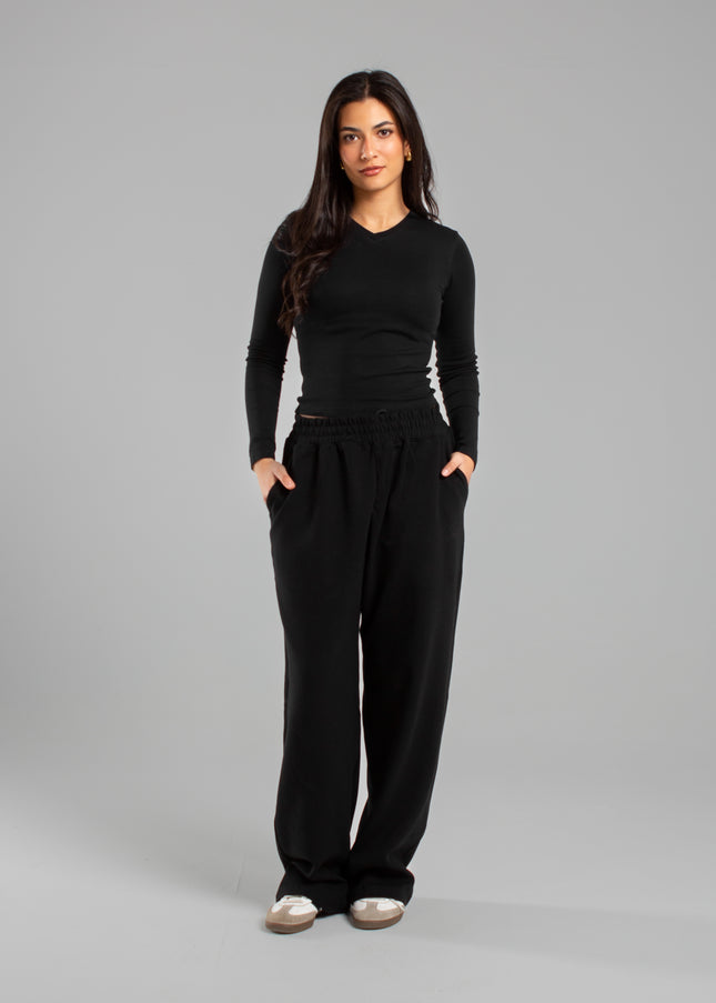 V-Neck Long Sleeve Rib