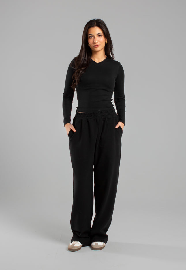 V-Neck Long Sleeve Rib