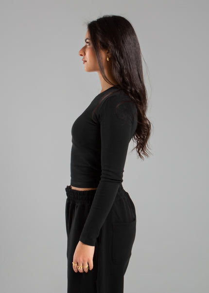 Crew Neck Long Sleeve Rib