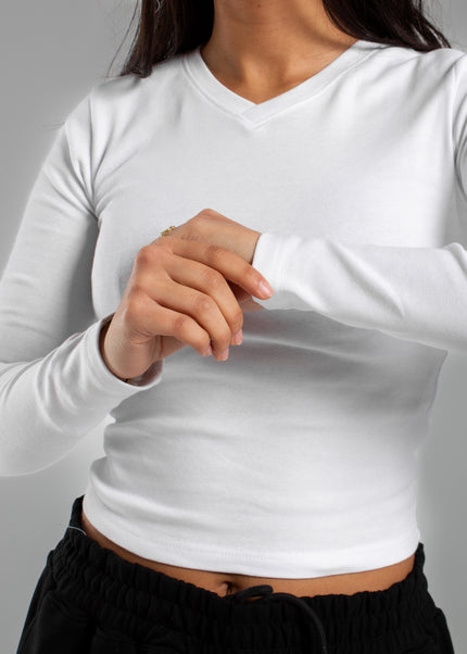 V-Neck Long Sleeve Rib