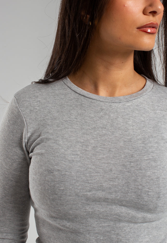 Crew Neck Long Sleeve Rib
