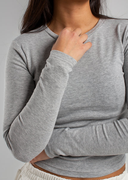 Crew Neck Long Sleeve Rib