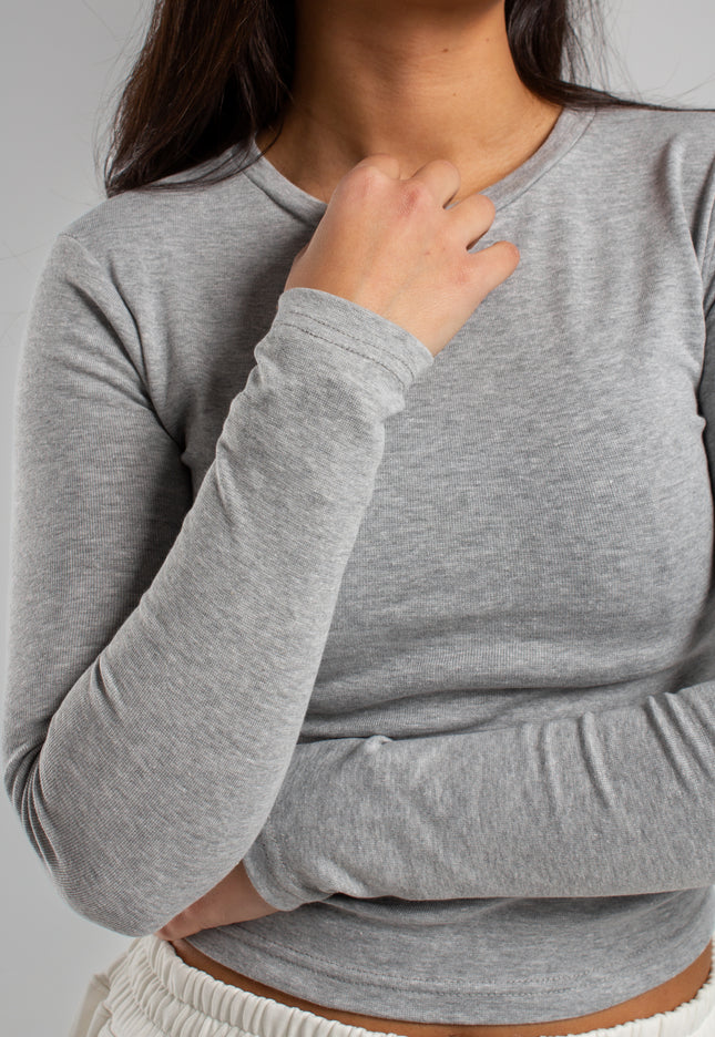 Crew Neck Long Sleeve Rib