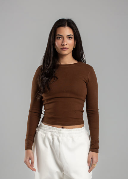 Crew Neck Long Sleeve Rib