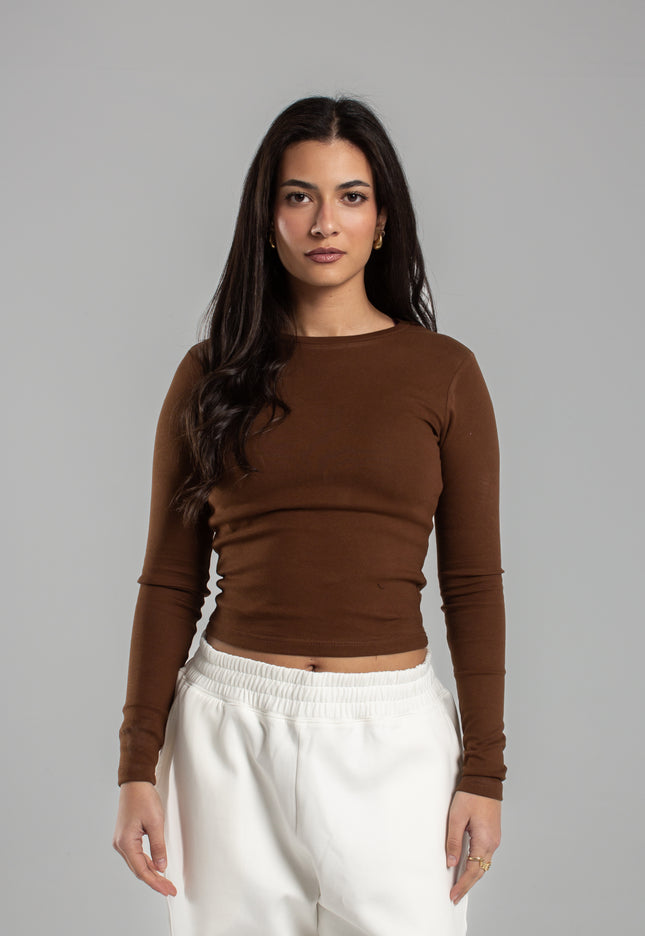Crew Neck Long Sleeve Rib