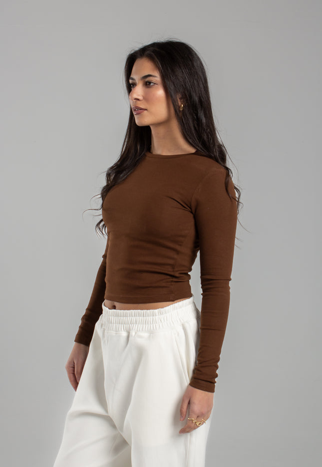 Crew Neck Long Sleeve Rib