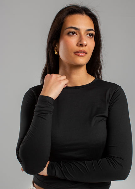 Crew Neck Long Sleeve Rib