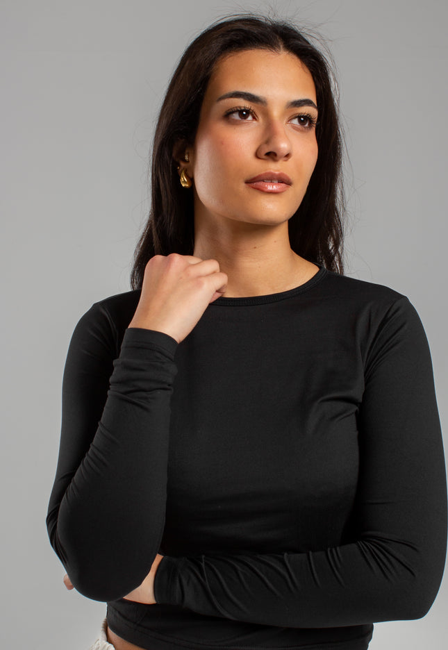 Crew Neck Long Sleeve Rib