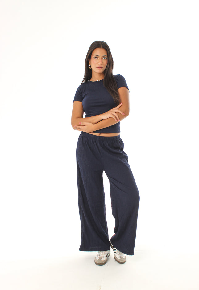 Wide Leg Textured Pants