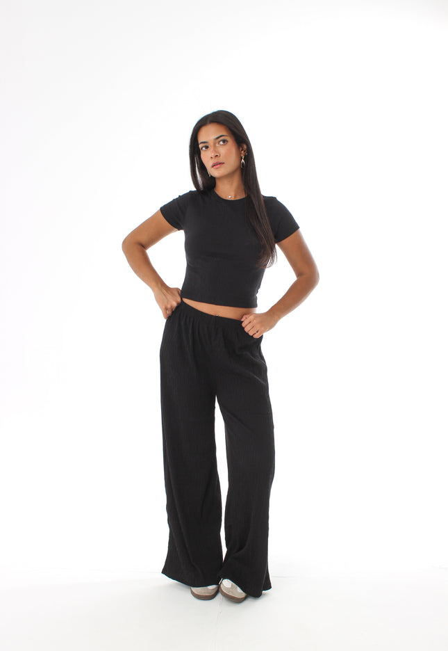 Wide Leg Textured Pants