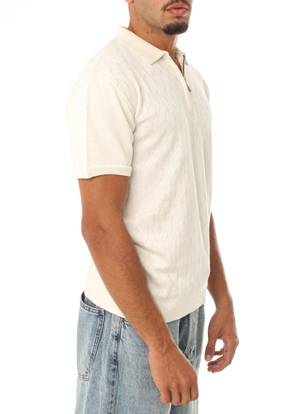Knitted Quarter Zip Polo T-Shirt