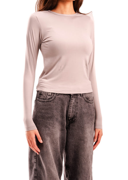 Microfiber Fitted Long Sleeve Top
