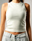 Ribbed Thick Strap Crew Neck Top