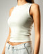 Ribbed Thick Strap Crew Neck Top