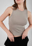 Ribbed Thick Strap Crew Neck Top - The Basic Look